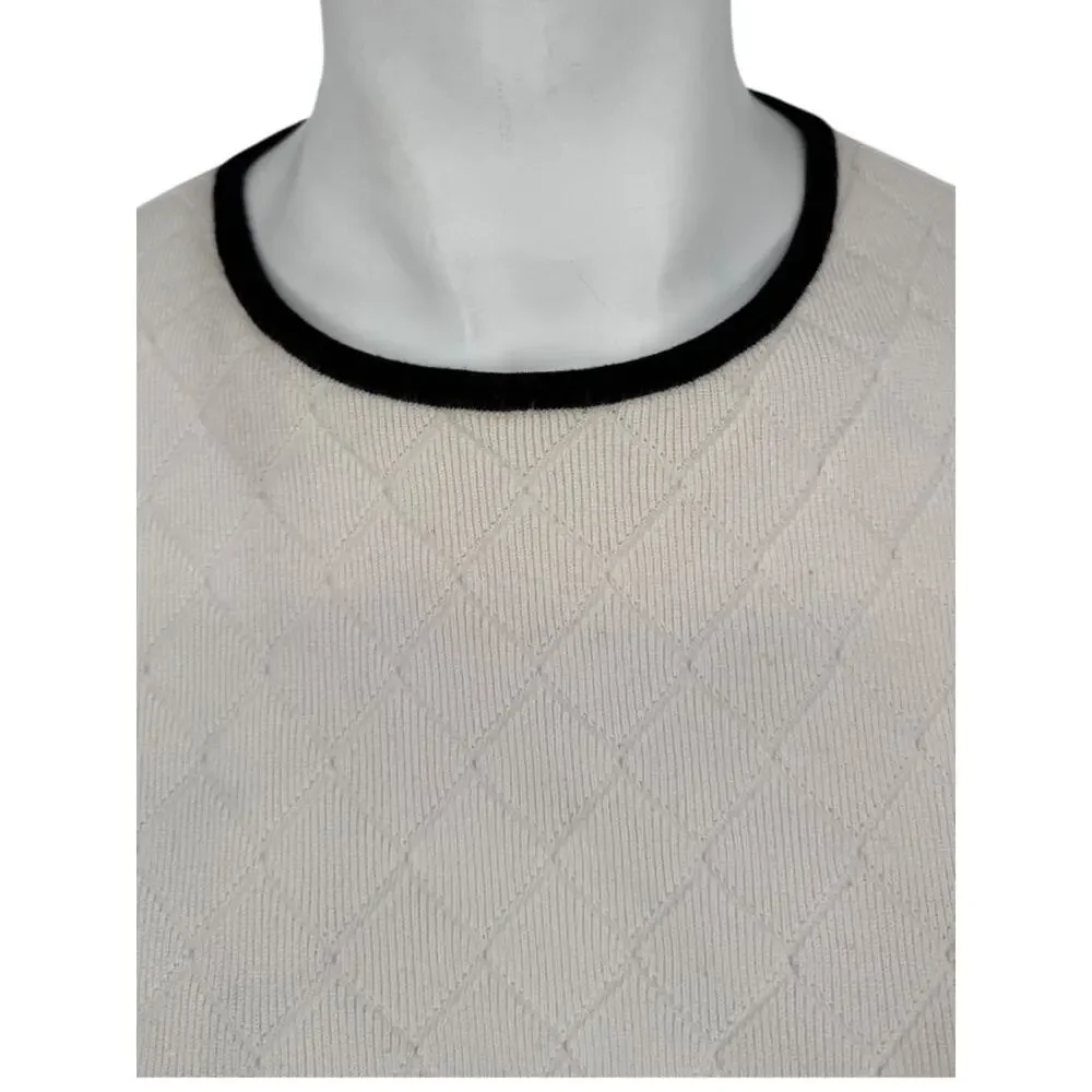 Chanel Ivory Quilted CC Logo Sweater – Size 42 (FR)